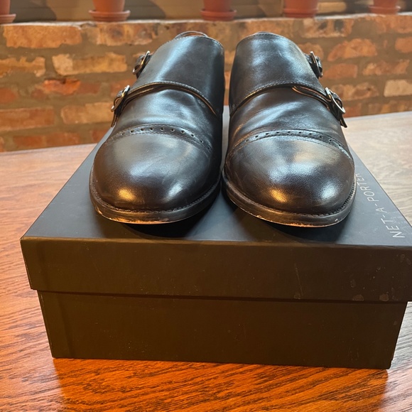 Double Monk Strap Black Leather Shoes (Mens 11) main image 11
